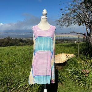 Vintage Jams World Hawaii Pastel Sleeveless Mini Dress Windows Resort Vacation M